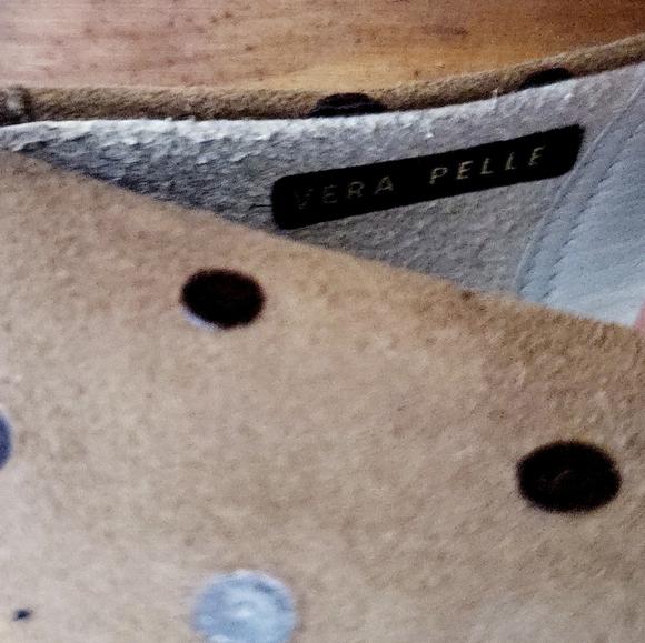 Vintage 80's Franco Visconti Vera Pelle Brown Suede Polka Dot Pumps Size 37 1/2 - Picture 5 of 10